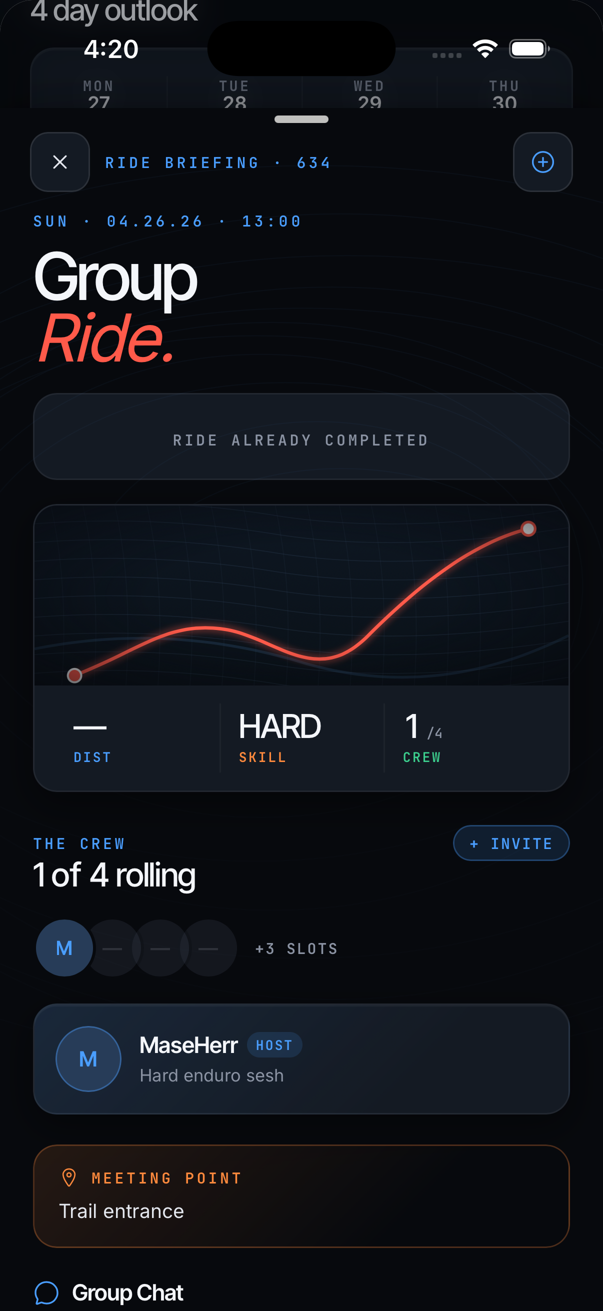 Trailpulse group screen