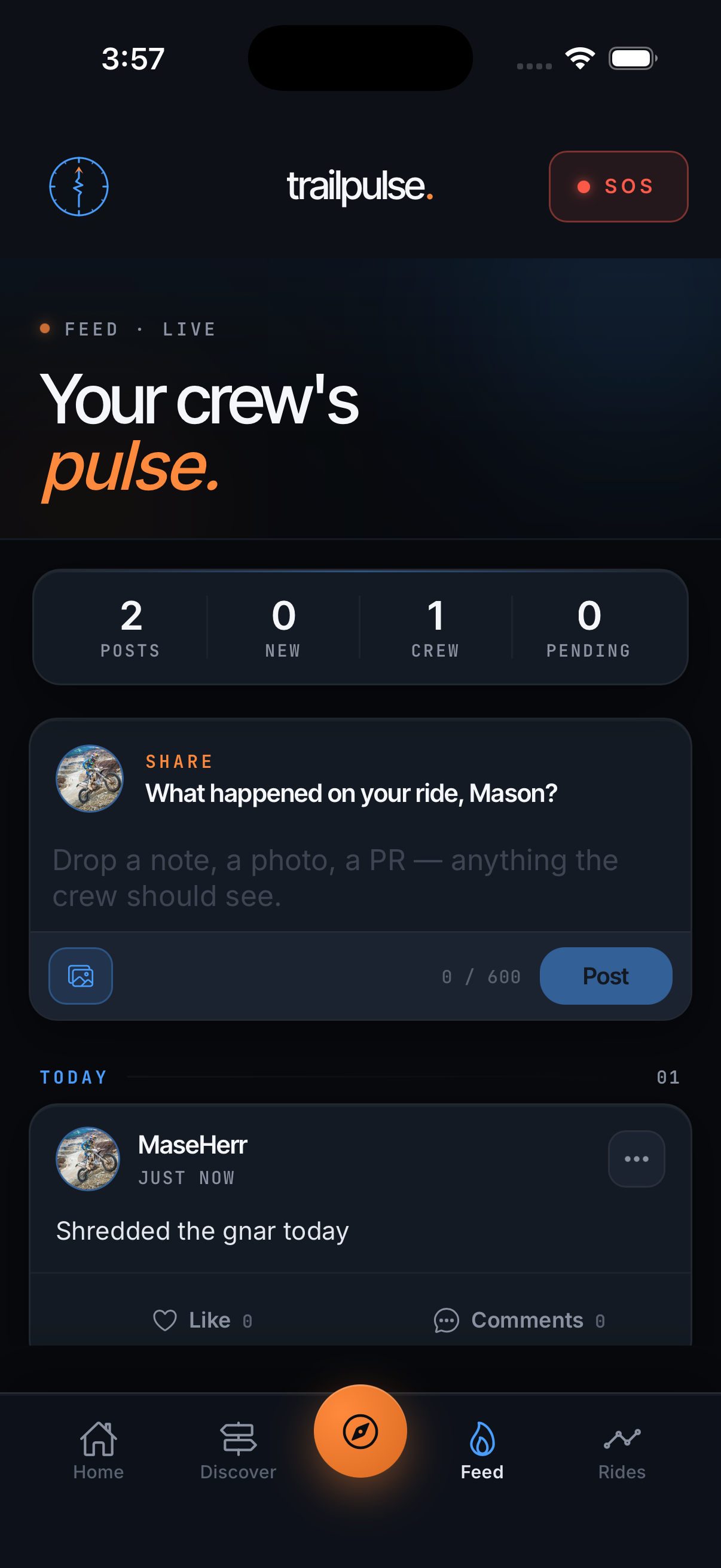 Trailpulse social screen